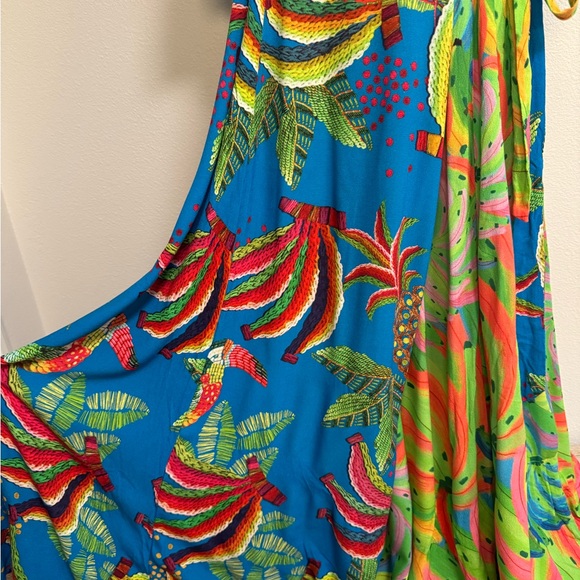 Farm Rio Tahiti Wrap Maxi Dress Women’s Sz M multicolor tropical rainforest - Picture 9 of 16
